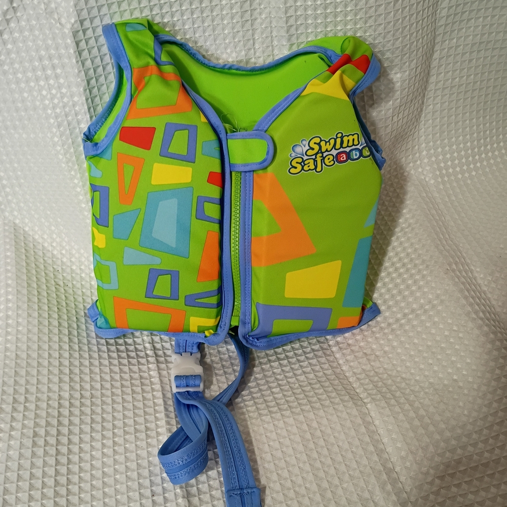 Lime Green Kids Float Vest with Geometric Print